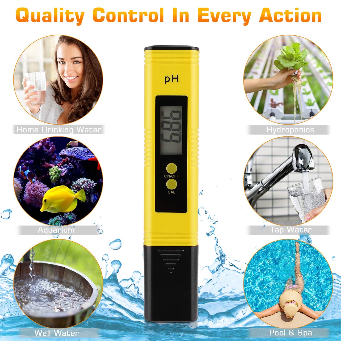 PH Meter for Water Hydroponics Digital PH Tester Pen 0.01 High Accuracy Pocket Size with 0-14 PH Measurement Range